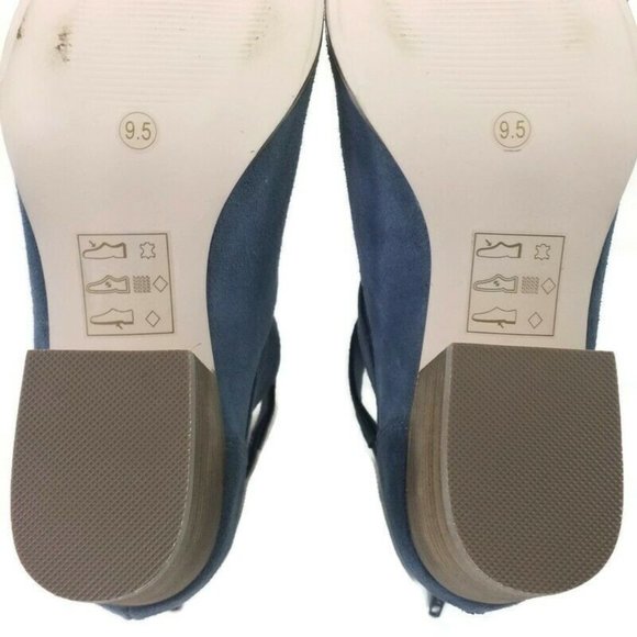 Sole Society Azure Vista Blue Cow Suede Heeled Booties Womens 9.5 - Picture 10 of 10
